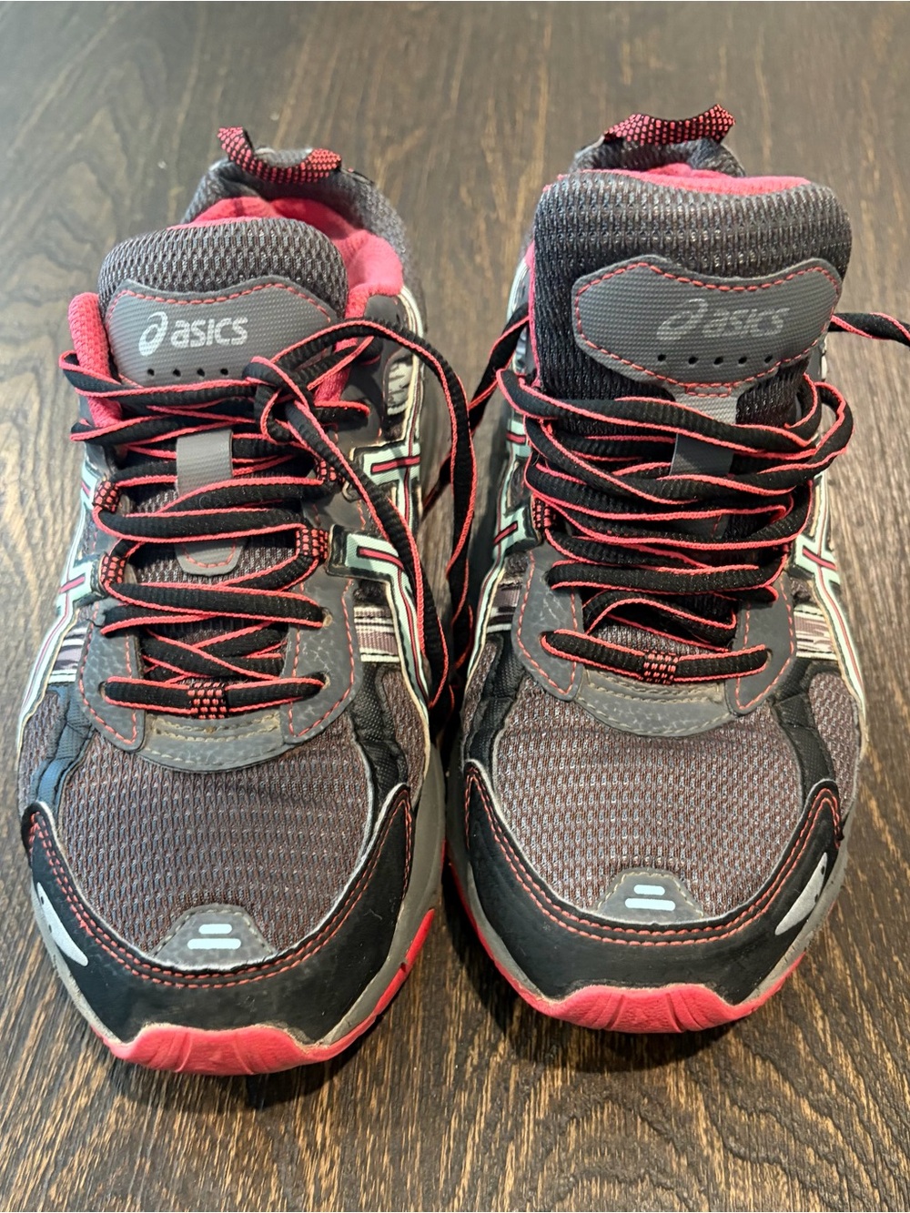 ASICS Kids Gray and Pink Running Sneakers